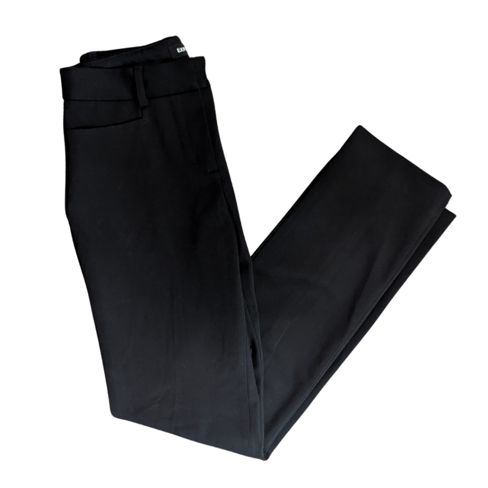 Express Classic Black Straight Leg Mid Rise Trousers